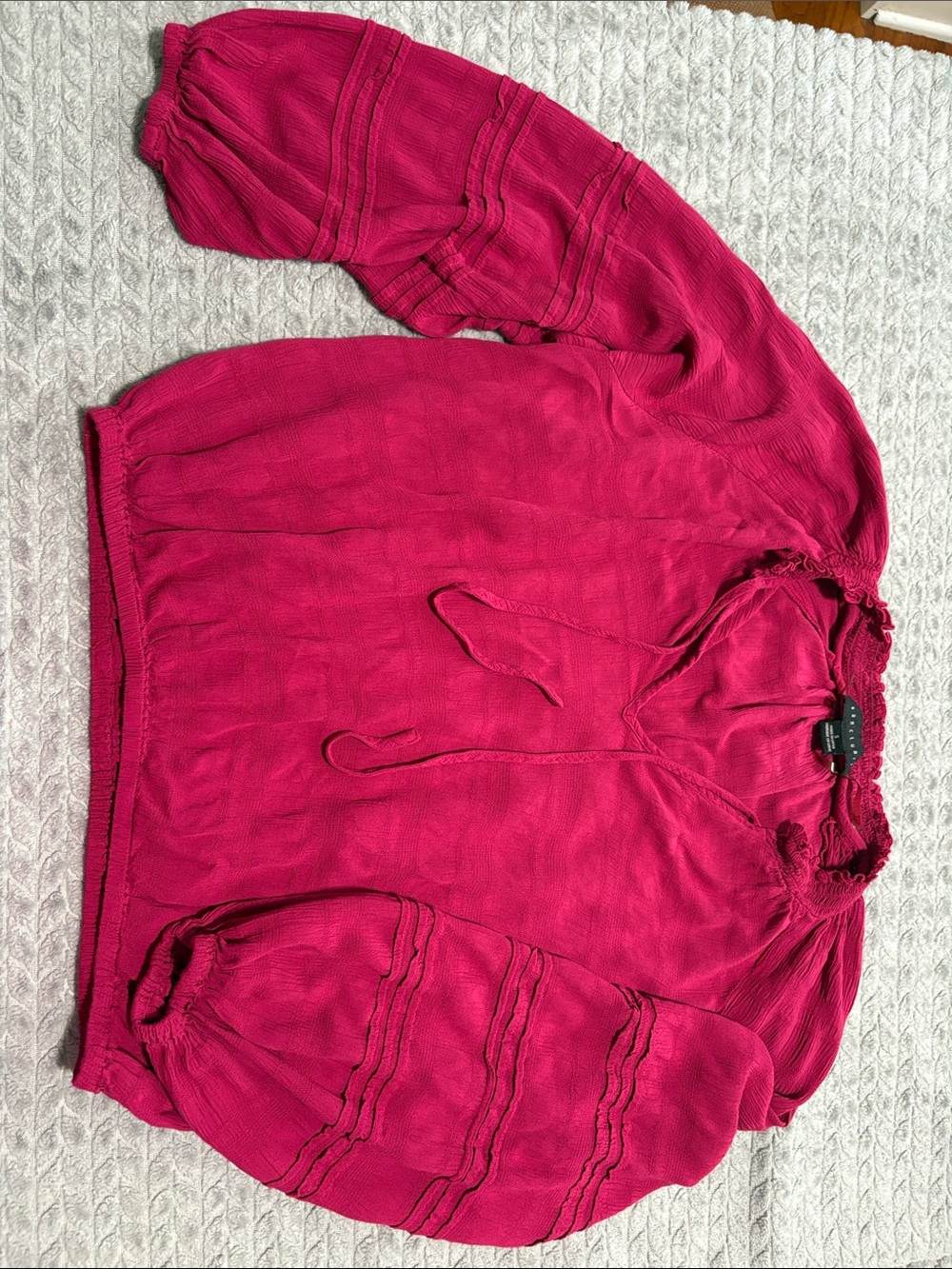Sanctuary Fuchsia Peasant Tie-Neck Blouse